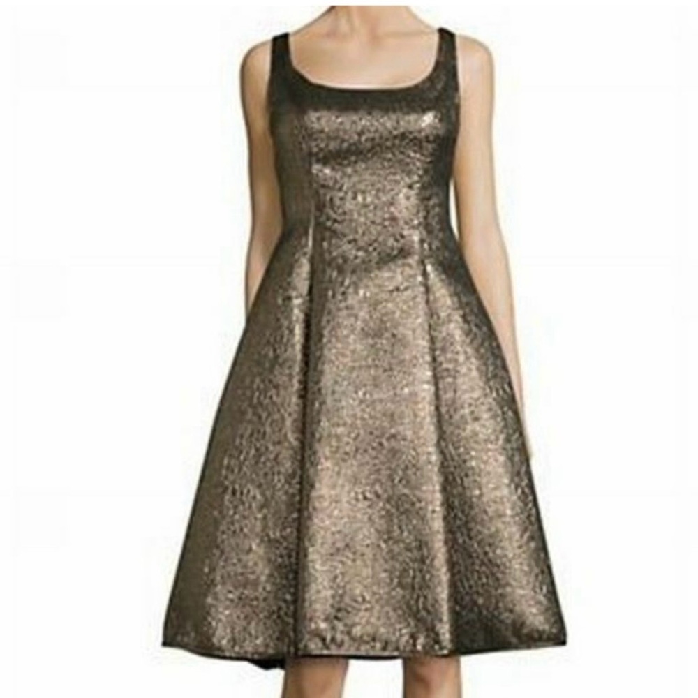 ✨Gold & Glam Nicole Miller Fit &  Flare Cocktail Dress | 6 | Timeless & Elegant✨